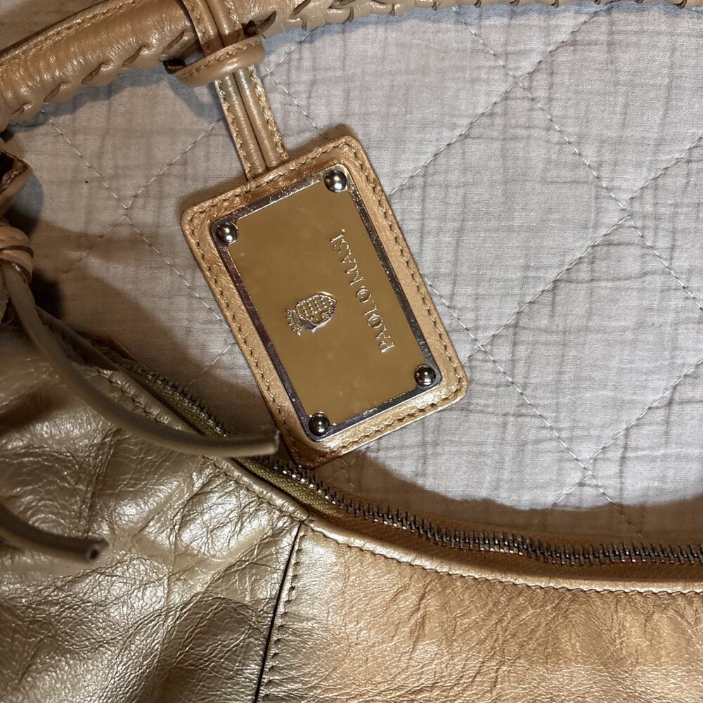Paolo Masi large caramel leather hobo shoulder bag leather tassels Made in Italy - Picture 3 of 15